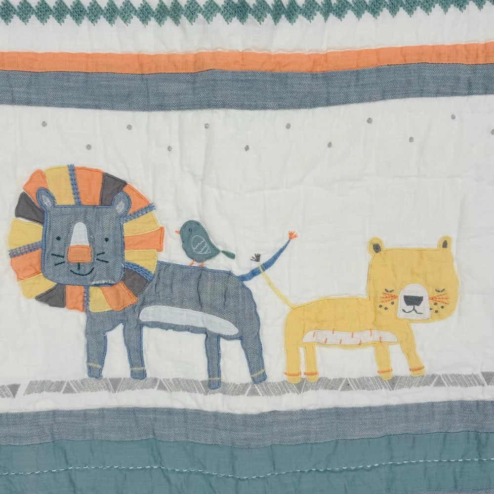 Pottery Barn Kids Little Lion Safari Quilt Crib Size